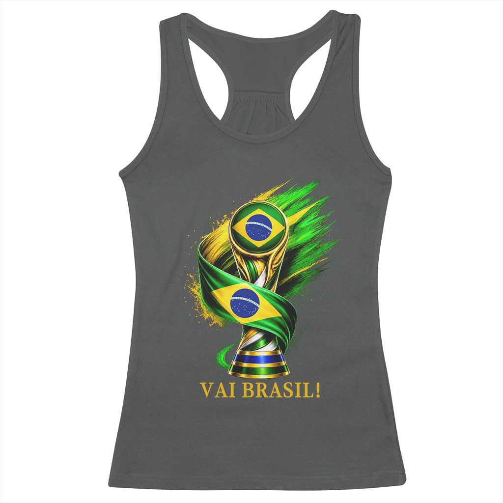 Brazil Soccer Fan 2026 Gift Racerback Tank Top Vai Brasil TS12 Dark Heather Print Your Wear