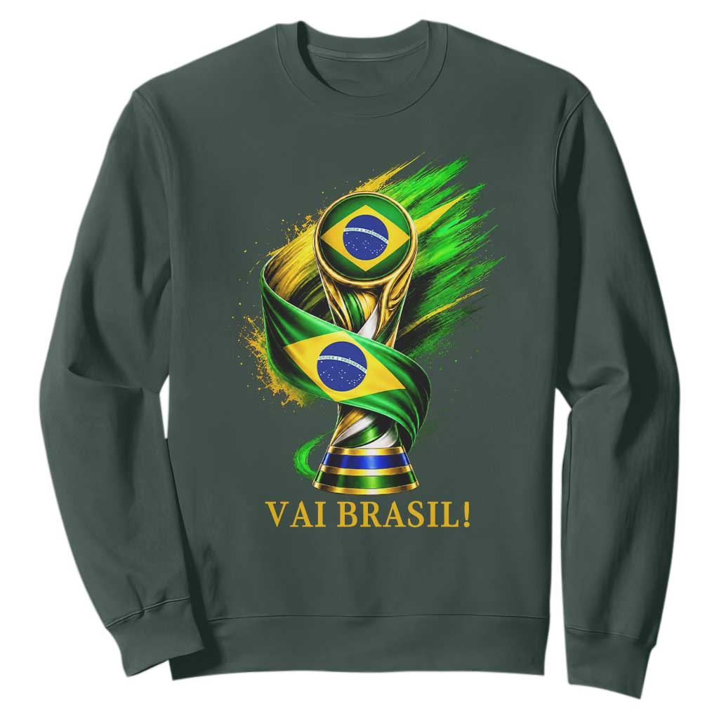 Brazil Soccer Fan 2026 Gift Sweatshirt Vai Brasil TS12 Dark Forest Green Print Your Wear