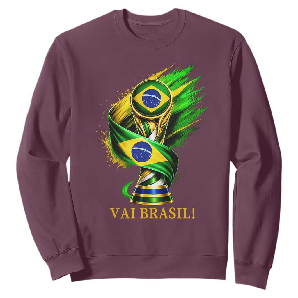 Brazil Soccer Fan 2026 Gift Sweatshirt Vai Brasil TS12 Maroon Print Your Wear