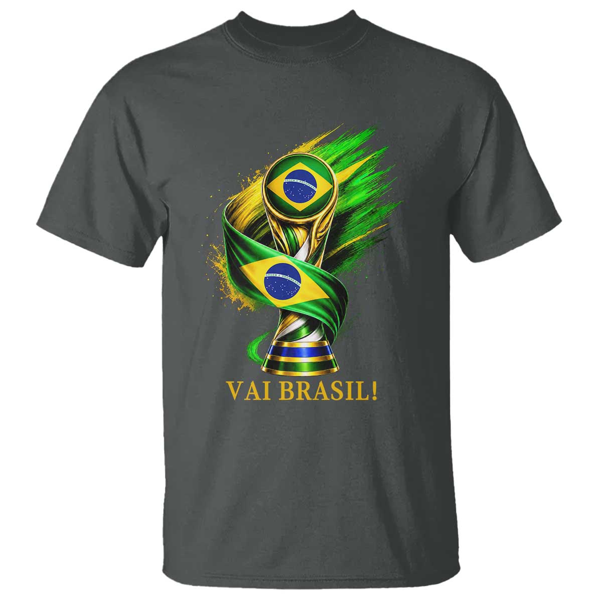 Brazil Soccer Fan 2026 Gift T Shirt Vai Brasil TS12 Dark Heather Print Your Wear