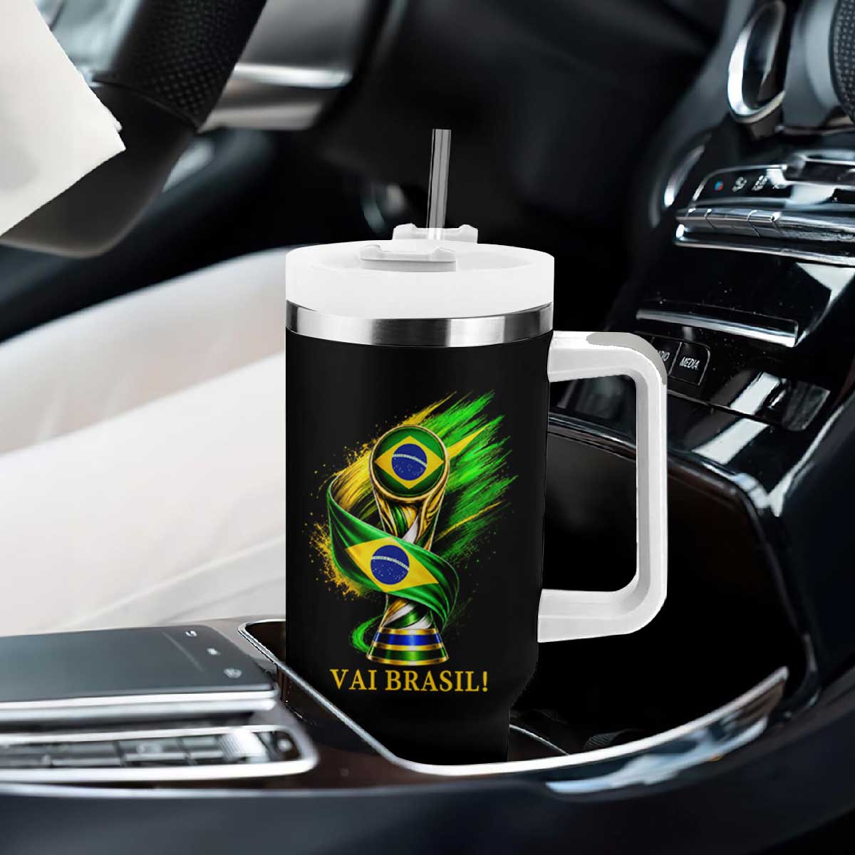Brazil Soccer Fan 2026 Gift Tumbler With Handle Vai Brasil TS12 Print Your Wear