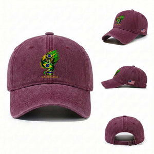 Brazil Soccer Fan 2026 Gift Washed Cotton Baseball Cap Vai Brasil TS12 Washed Cap Universal Fit Burgundy Print Your Wear