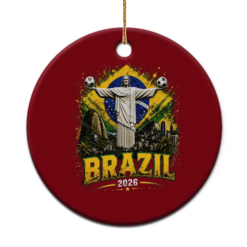 Brazilian Futbol 2026 Ceramic Ornament Christ The Redeemer Football Pride TS12 1pc Red Print Your Wear