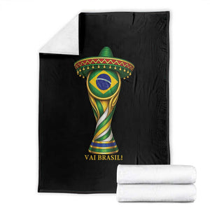 Brazil Football Supporter Gift Throw Blanket Vai Brasil TS12 Black Print Your Wear
