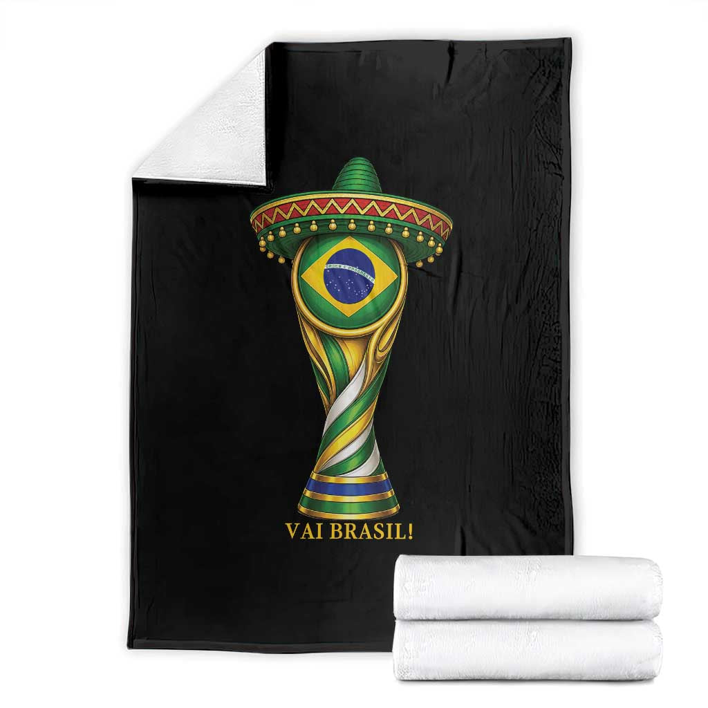 Brazil Football Supporter Gift Throw Blanket Vai Brasil TS12 Black Print Your Wear