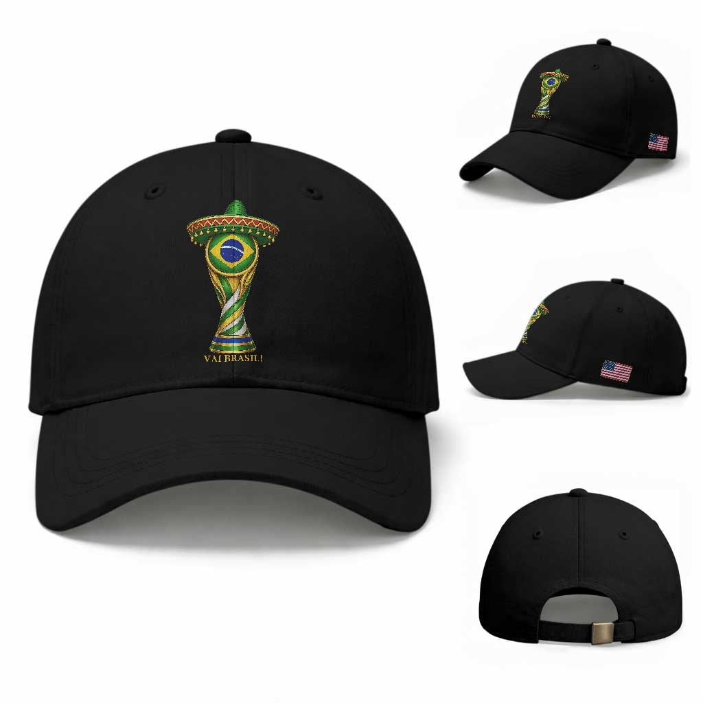 Brazil Football Supporter Gift Baseball Cap Vai Brasil TS12 Baseball Cap Universal Fit Black Print Your Wear