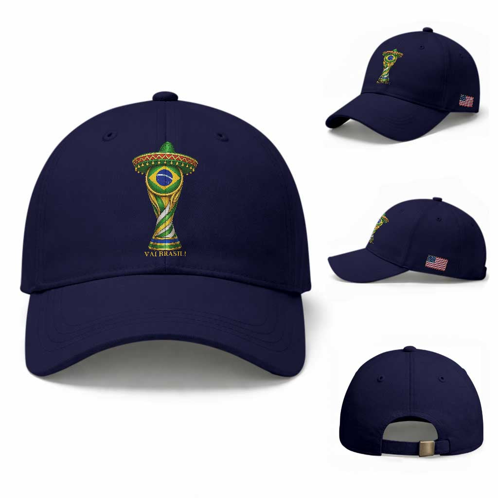 Brazil Football Supporter Gift Baseball Cap Vai Brasil TS12 Baseball Cap Universal Fit Dark Blue Print Your Wear