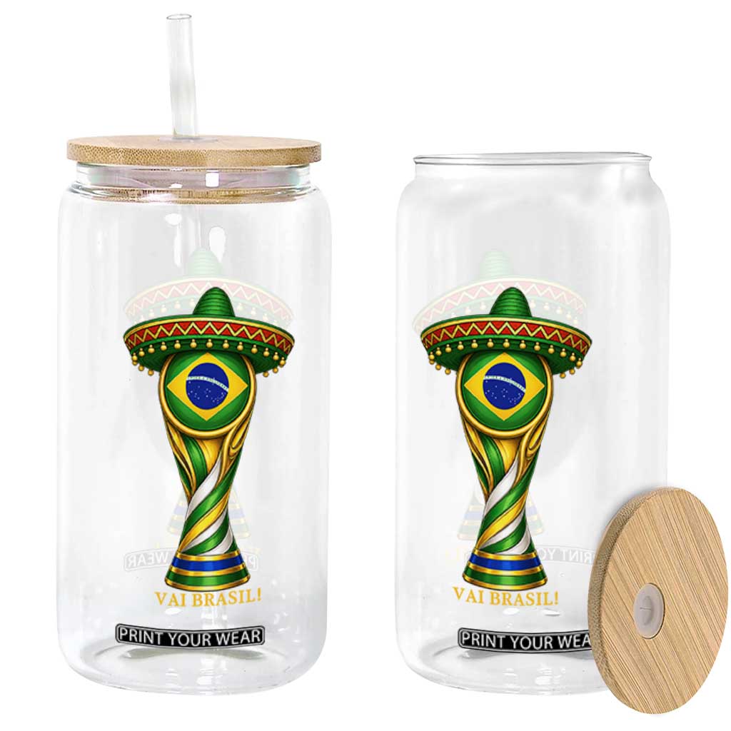 Brazil Football Supporter Gift Glass Can Vai Brasil TS12 Print Your Wear