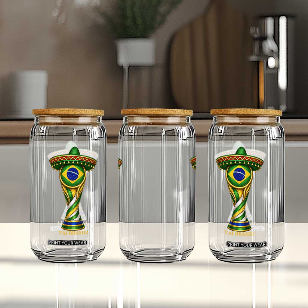 Brazil Football Supporter Gift Glass Can Vai Brasil TS12 Print Your Wear