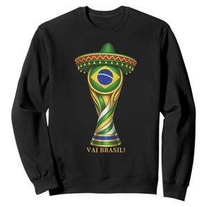 Brazil Football Supporter Gift Sweatshirt Vai Brasil TS12 Black Print Your Wear