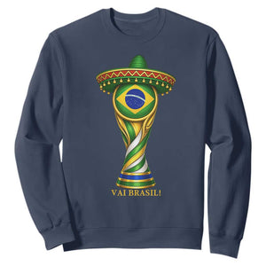 Brazil Football Supporter Gift Sweatshirt Vai Brasil TS12 Navy Print Your Wear