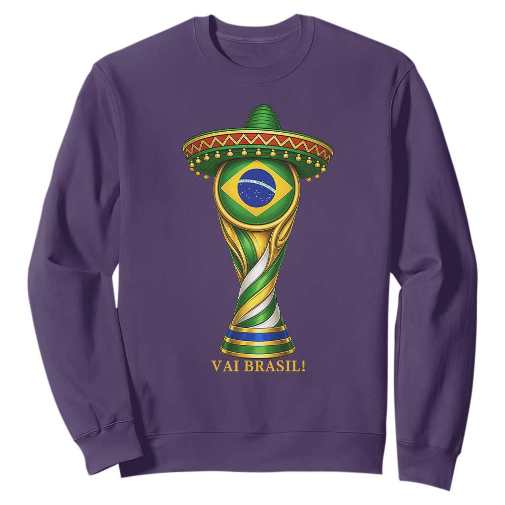 Brazil Football Supporter Gift Sweatshirt Vai Brasil TS12 Purple Print Your Wear