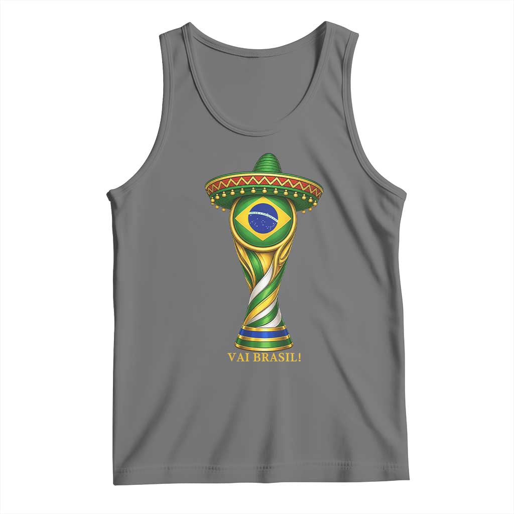 Brazil Football Supporter Gift Tank Top Vai Brasil TS12 Black Heather Print Your Wear