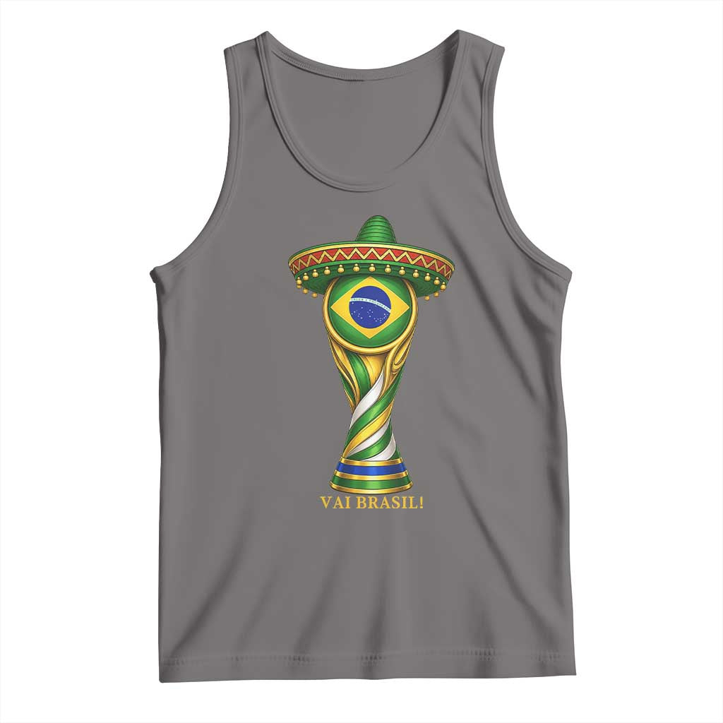 Brazil Football Supporter Gift Tank Top Vai Brasil TS12 Deep Heather Print Your Wear