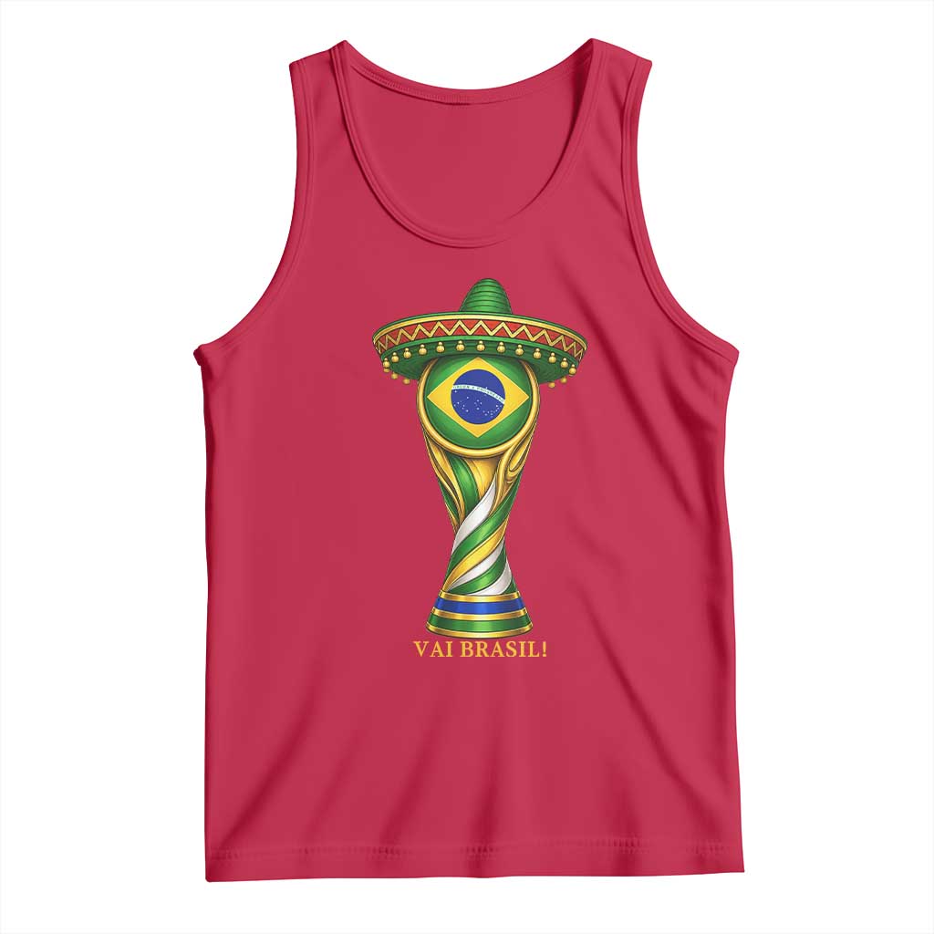 Brazil Football Supporter Gift Tank Top Vai Brasil TS12 Red Print Your Wear