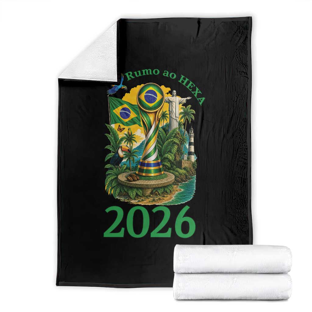 Rumo Ao Hexa Throw Blanket Brazil Soccer Fan 2026 Graphic TS12 Black Print Your Wear