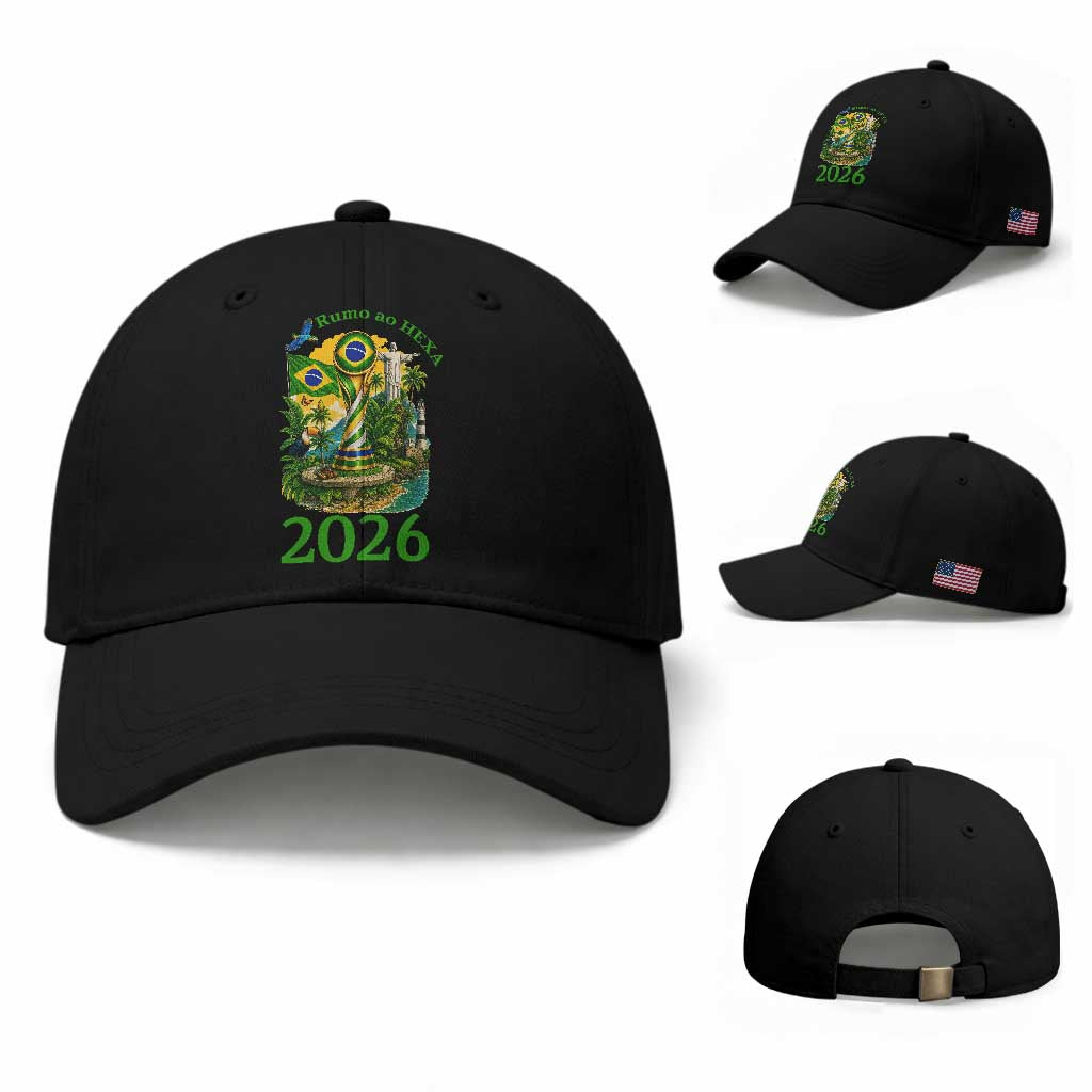 Rumo Ao Hexa Baseball Cap Brazil Soccer Fan 2026 Graphic TS12 Baseball Cap Universal Fit Black Print Your Wear