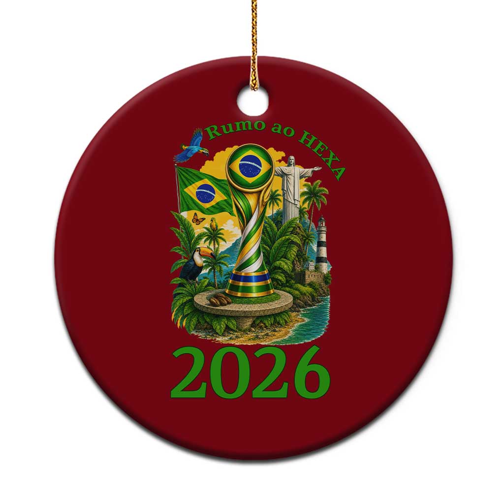 Rumo Ao Hexa Ceramic Ornament Brazil Soccer Fan 2026 Graphic TS12 1pc Red Print Your Wear