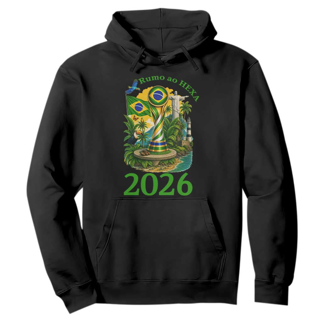 Rumo Ao Hexa Hoodie Brazil Soccer Fan 2026 Graphic TS12 Black Print Your Wear