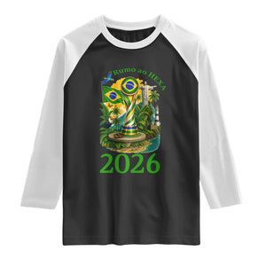 Rumo Ao Hexa Raglan Shirt Brazil Soccer Fan 2026 Graphic TS12 Black White Print Your Wear