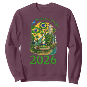 Rumo Ao Hexa Sweatshirt Brazil Soccer Fan 2026 Graphic TS12 Maroon Print Your Wear