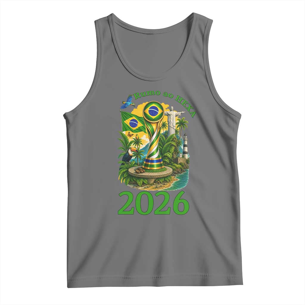 Rumo Ao Hexa Tank Top Brazil Soccer Fan 2026 Graphic TS12 Black Heather Print Your Wear