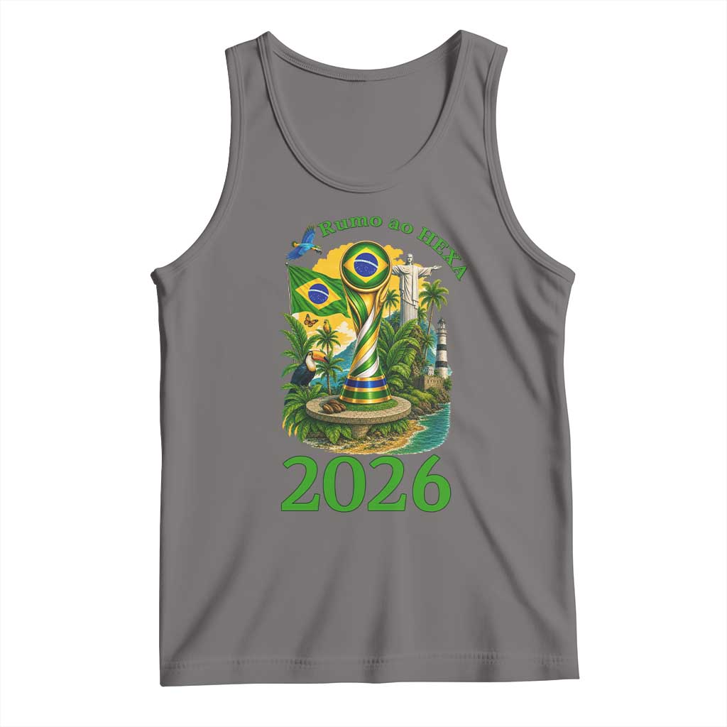 Rumo Ao Hexa Tank Top Brazil Soccer Fan 2026 Graphic TS12 Deep Heather Print Your Wear