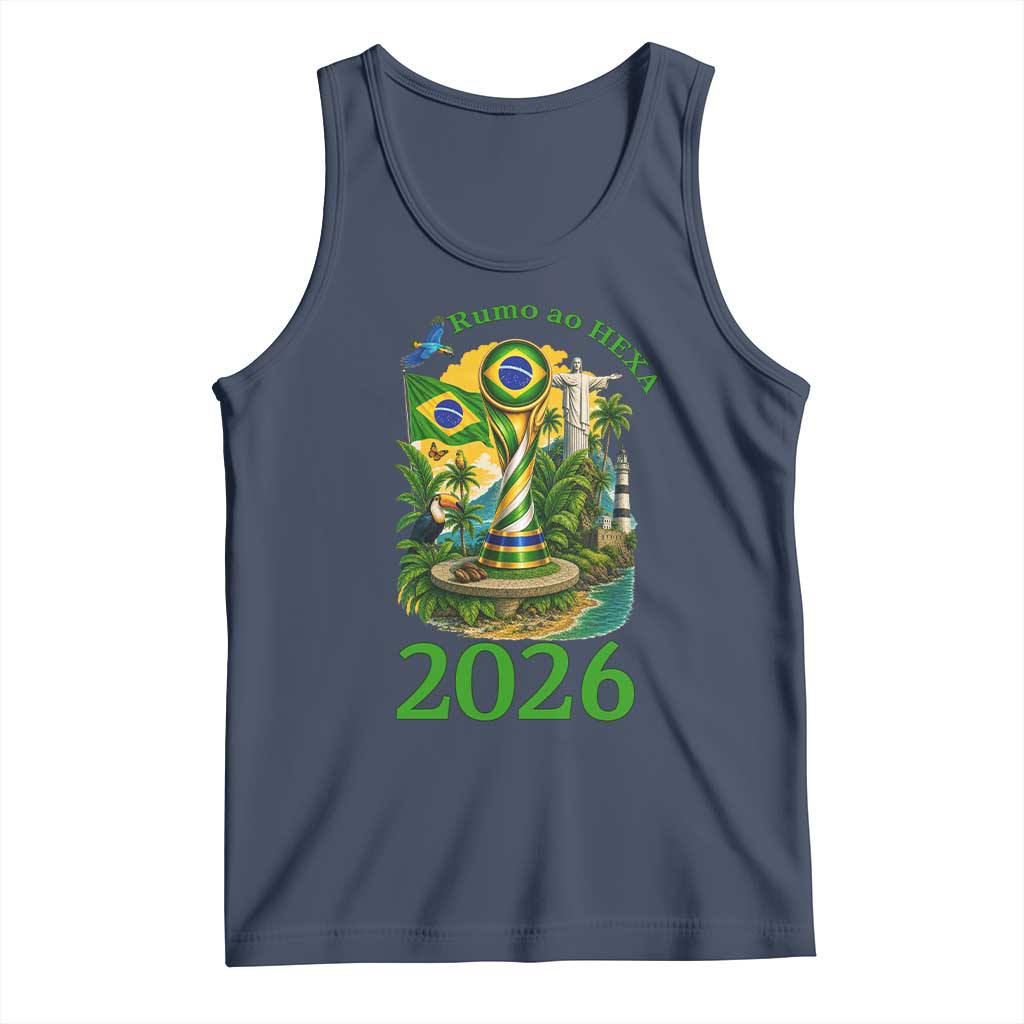 Rumo Ao Hexa Tank Top Brazil Soccer Fan 2026 Graphic TS12 Navy Print Your Wear