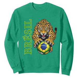 Brazil Soccer Jaguar Sweatshirt Football Supporter Gift TS12 Irish Green Print Your Wear