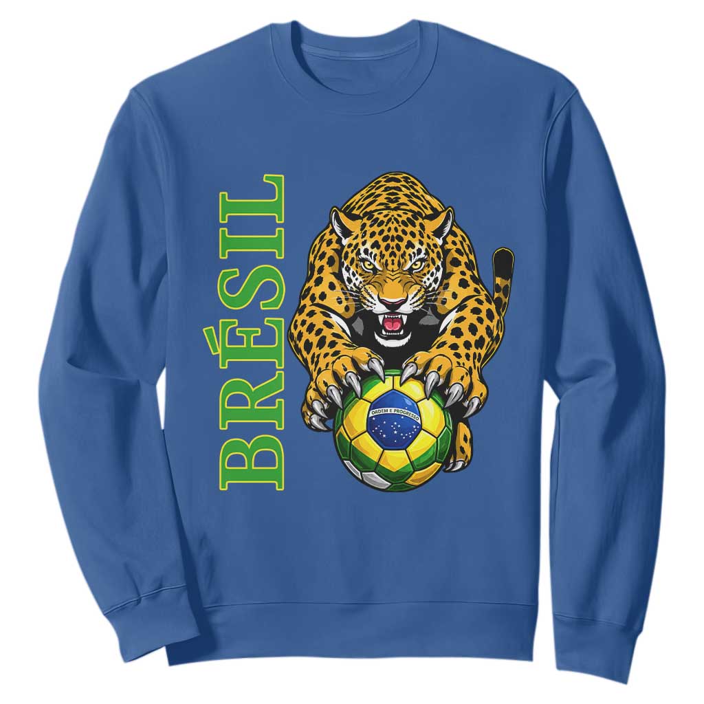 Brazil Soccer Jaguar Sweatshirt Football Supporter Gift TS12 Royal Blue Print Your Wear
