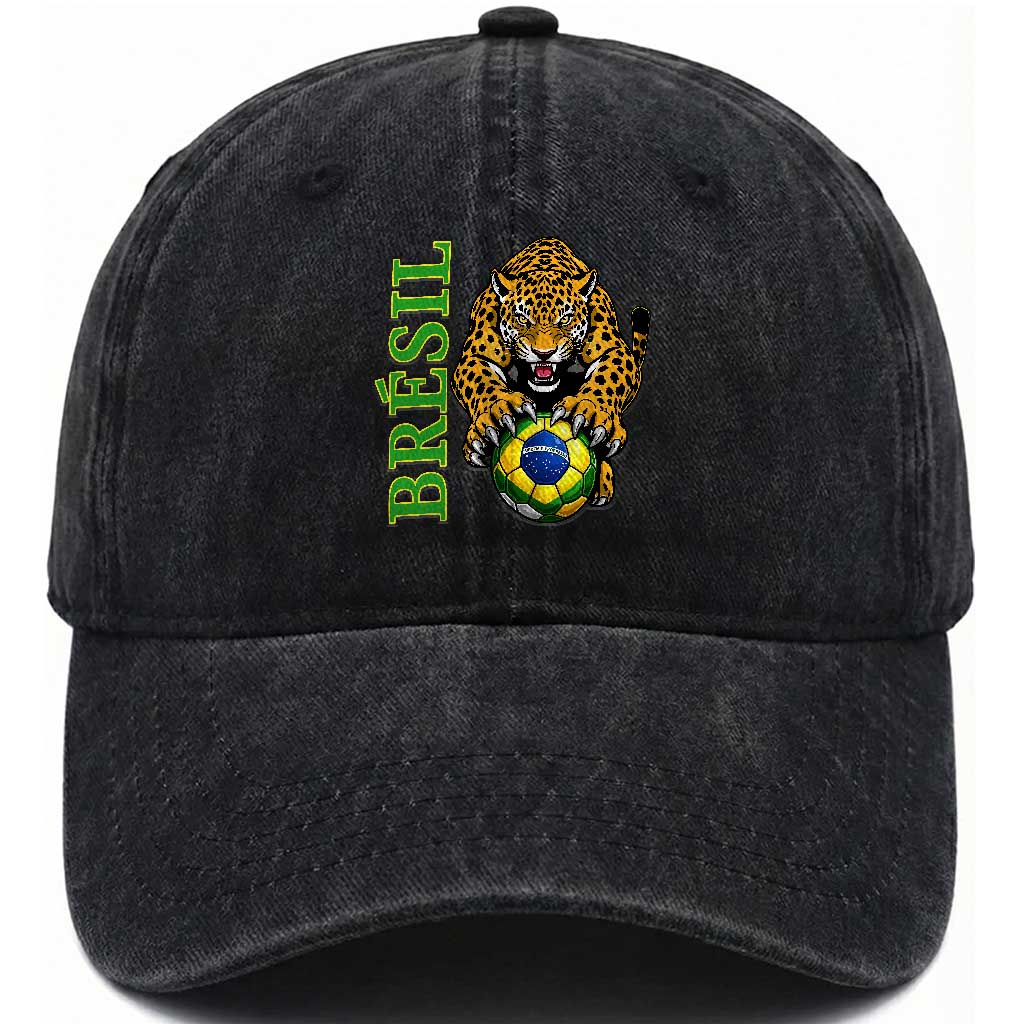 Brazil Soccer Jaguar Washed Cotton Baseball Cap Football Supporter Gift TS12 Print Your Wear