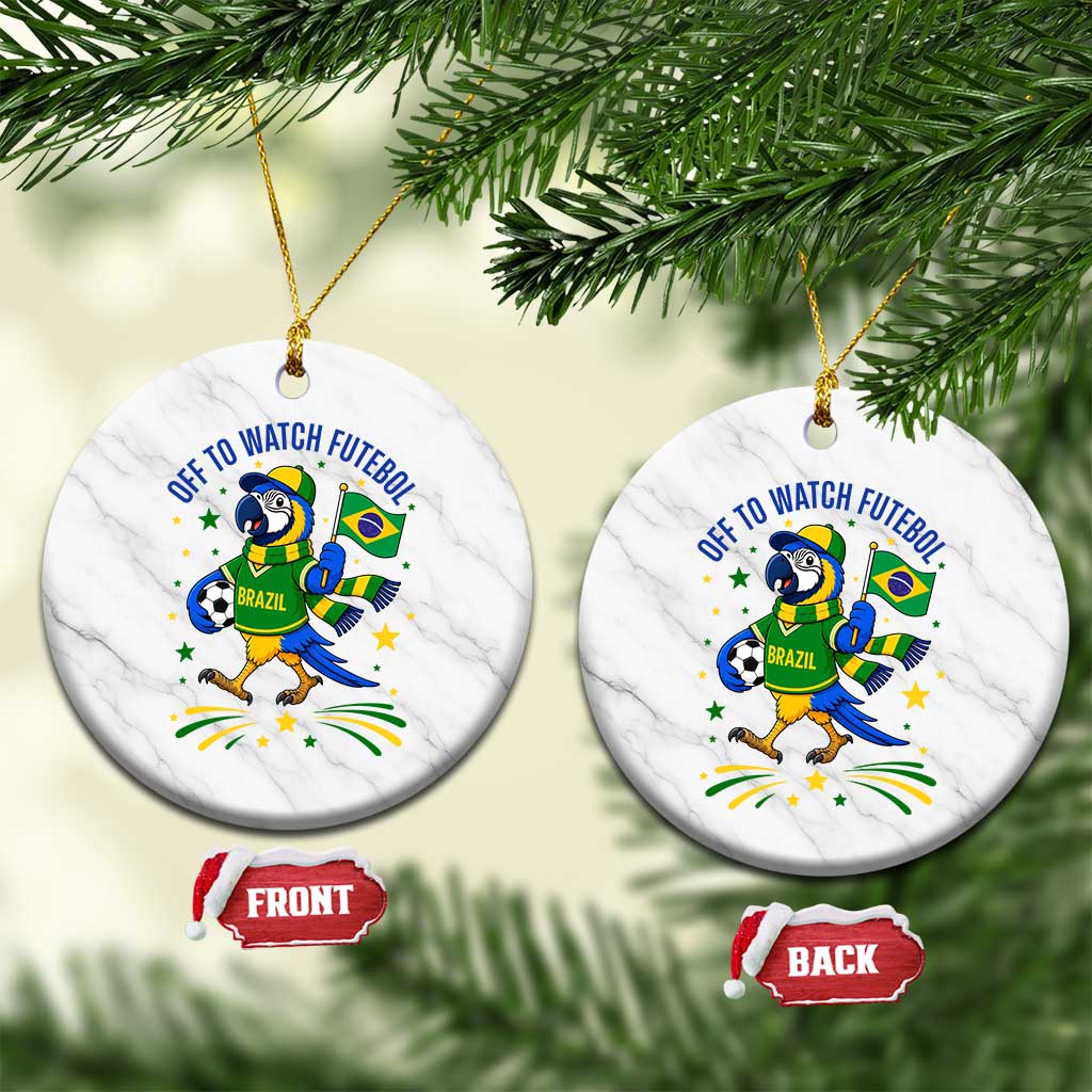 Off To Watch Futebol Ceramic Ornament Funny Brazil Macaw Soccer Fan TS12 1pc White Marble Print Your Wear