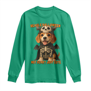 Beagle Halloween Skeleton Long Sleeve Shirt Not Scary Just Cute Dog Lover TS12 Irish Green Print Your Wear