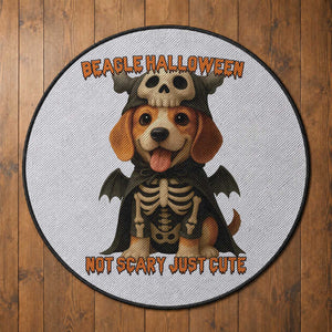 Beagle Halloween Skeleton Round Rug Not Scary Just Cute Dog Lover