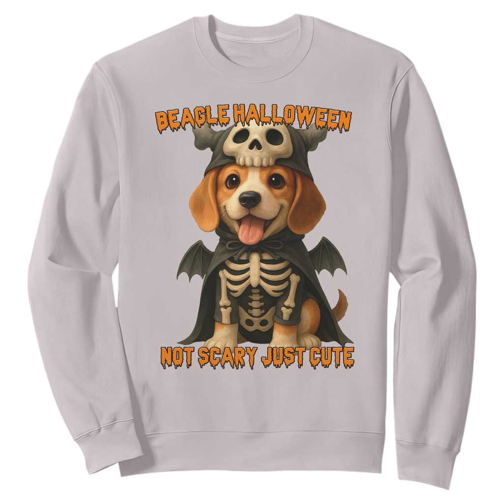 Beagle Halloween Skeleton Sweatshirt Not Scary Just Cute Dog Lover TS12 Ice Gray Print Your Wear
