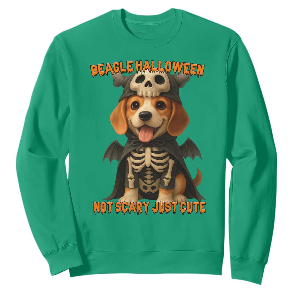 Beagle Halloween Skeleton Sweatshirt Not Scary Just Cute Dog Lover TS12 Irish Green Print Your Wear