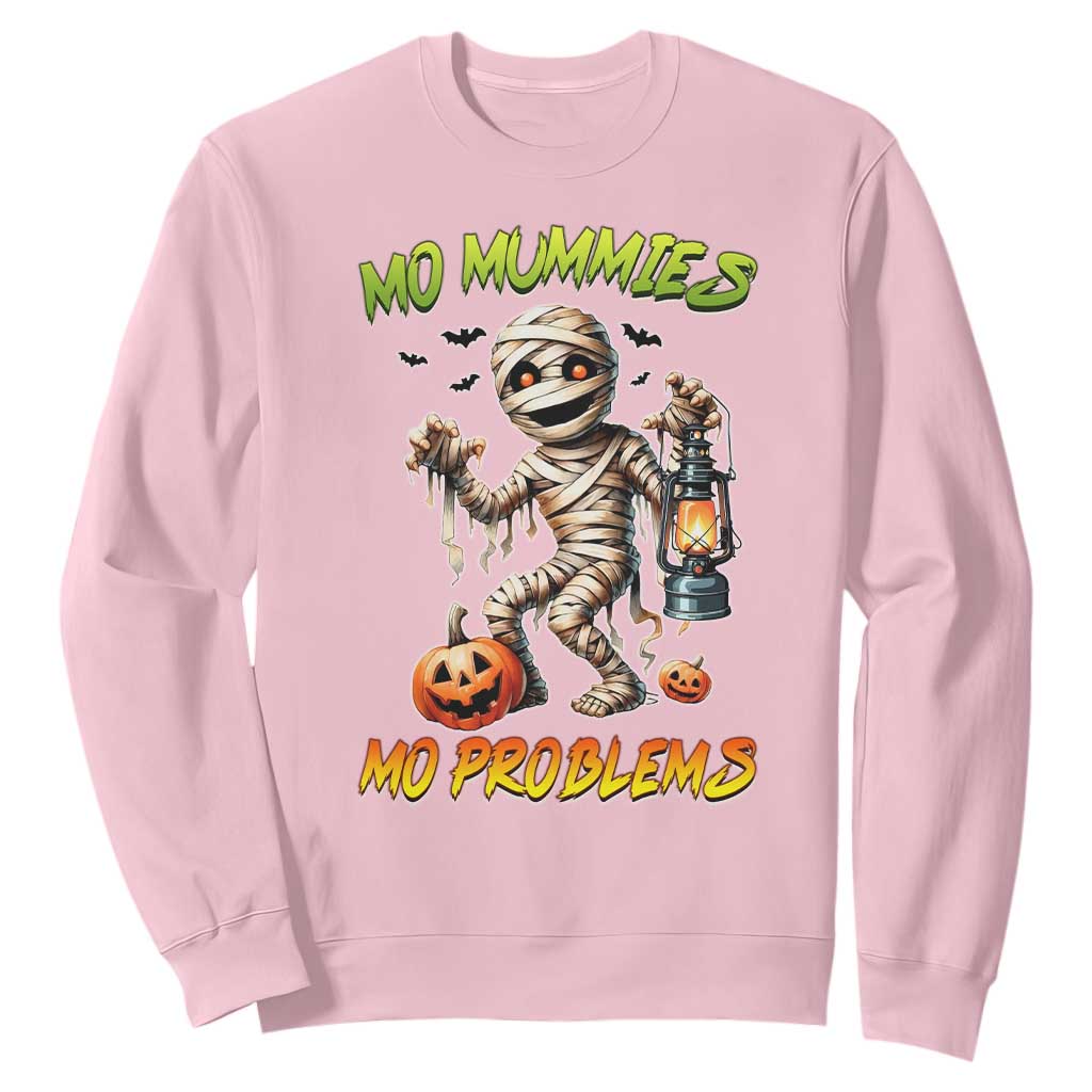 Halloween Mummy Sweatshirt Funny Mo Mummies Mo Problems TS12 Light Pink Print Your Wear
