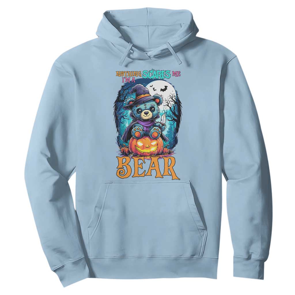 Halloween Killer Witch Teddy Bear Hoodie Nothing Scares Me TS12 Light Blue Print Your Wear