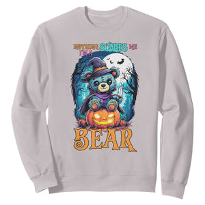 Halloween Killer Witch Teddy Bear Sweatshirt Nothing Scares Me TS12 Ice Gray Print Your Wear