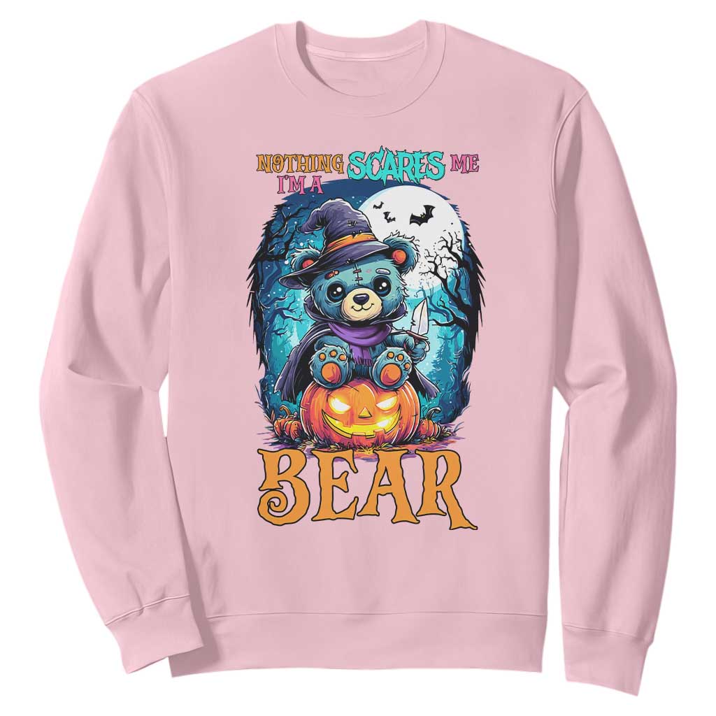 Halloween Killer Witch Teddy Bear Sweatshirt Nothing Scares Me TS12 Light Pink Print Your Wear