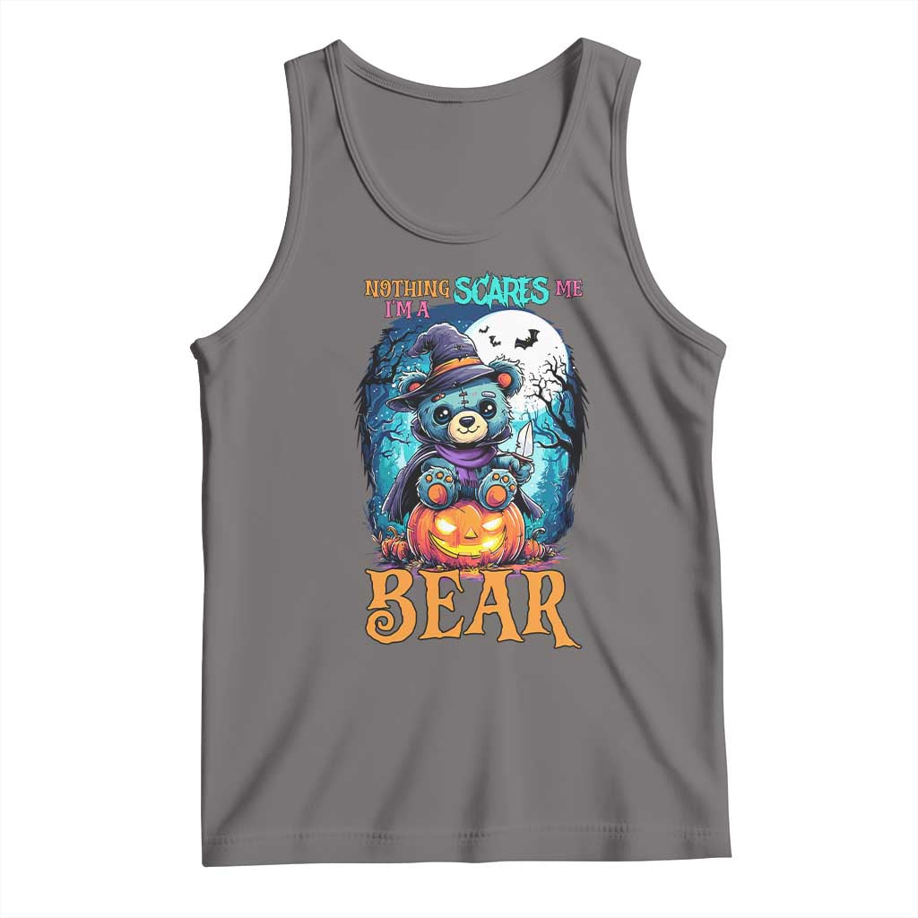 Halloween Killer Witch Teddy Bear Tank Top Nothing Scares Me TS12 Deep Heather Print Your Wear