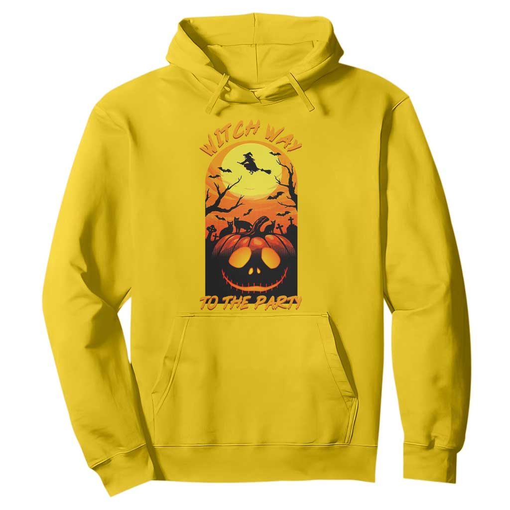 Halloween Witch Way To The Party Hoodie Black Cat Pumpkin TS12 Daisy Print Your Wear
