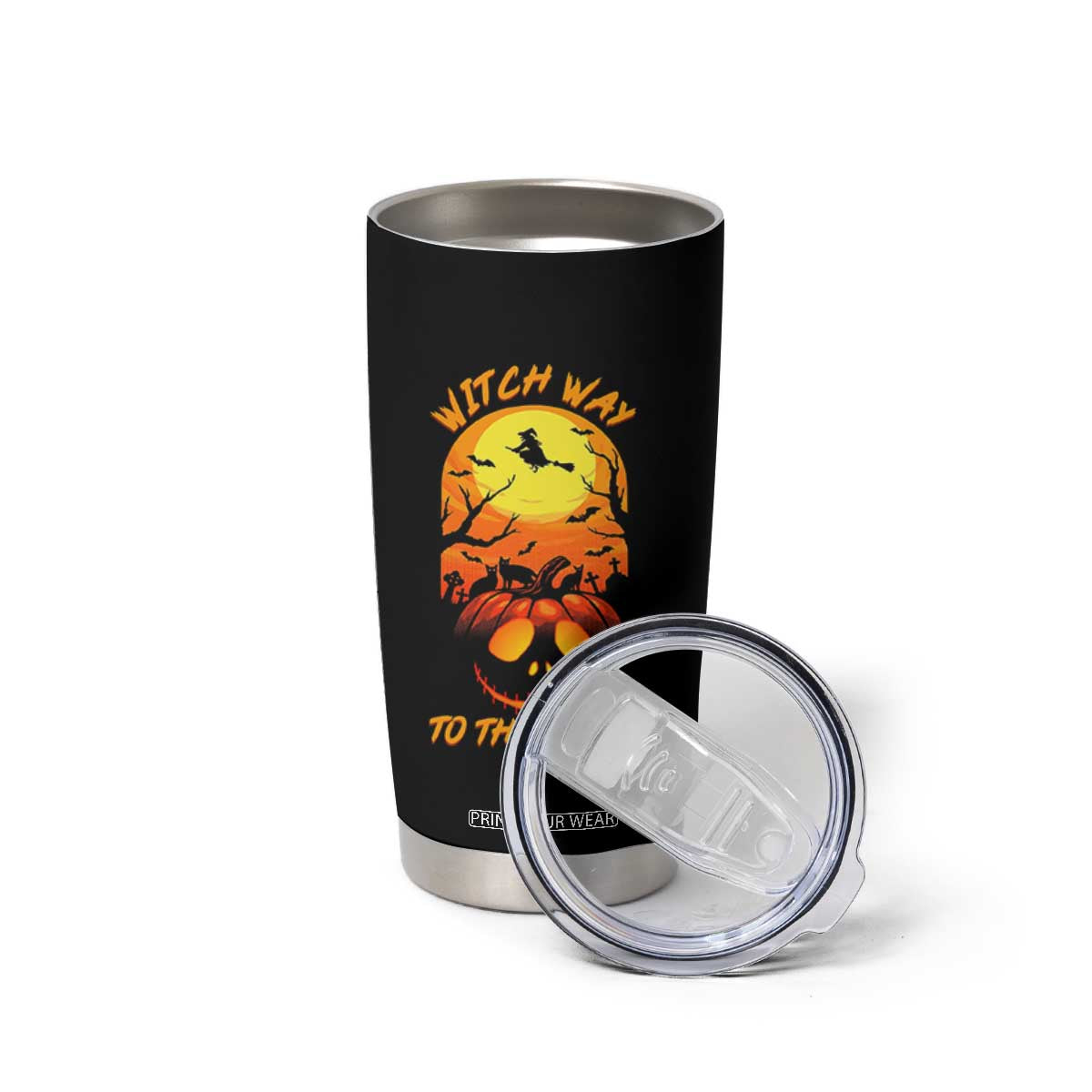 Halloween Witch Way To The Party Tumbler Cup Black Cat Pumpkin TS12 Print Your Wear