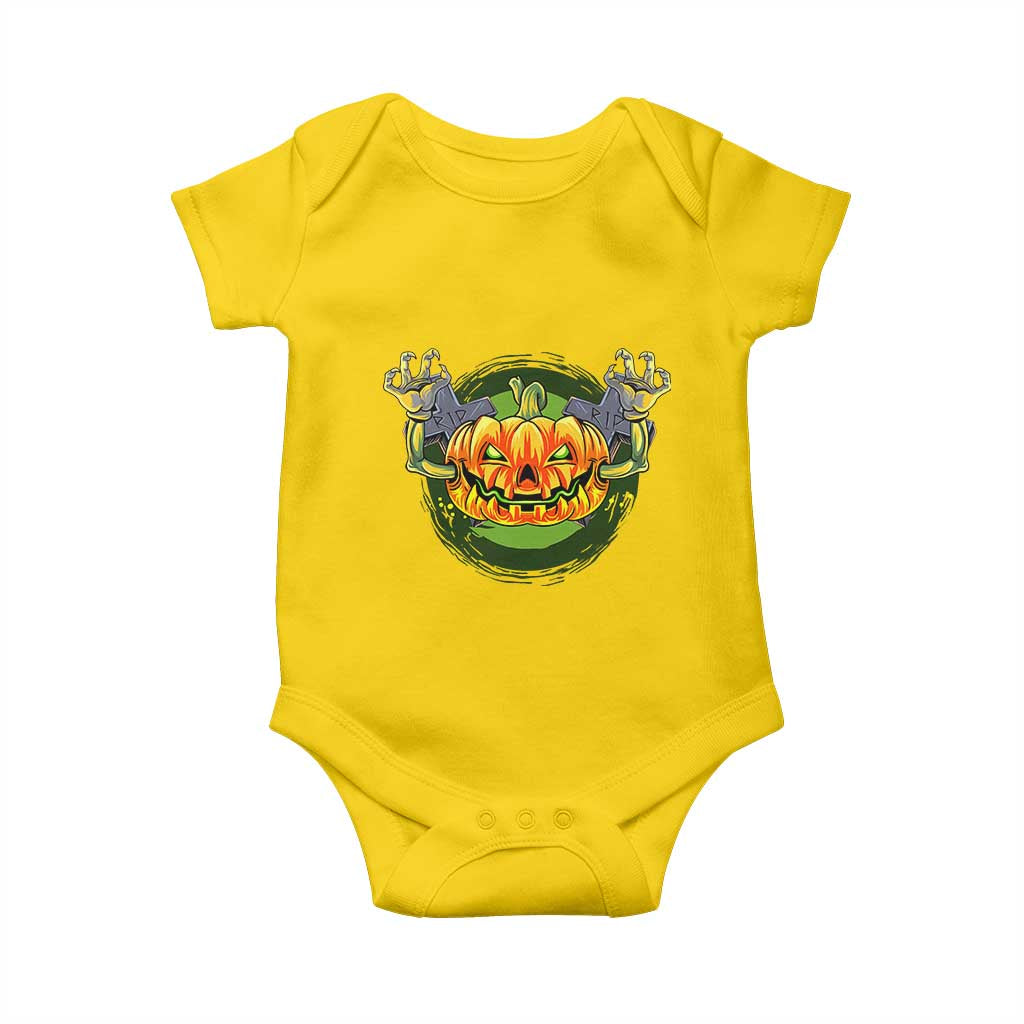 Funny Halloween Pumpkin Ghoul Baby Onesie Scary Zombie Hands TS12 Daisy Print Your Wear