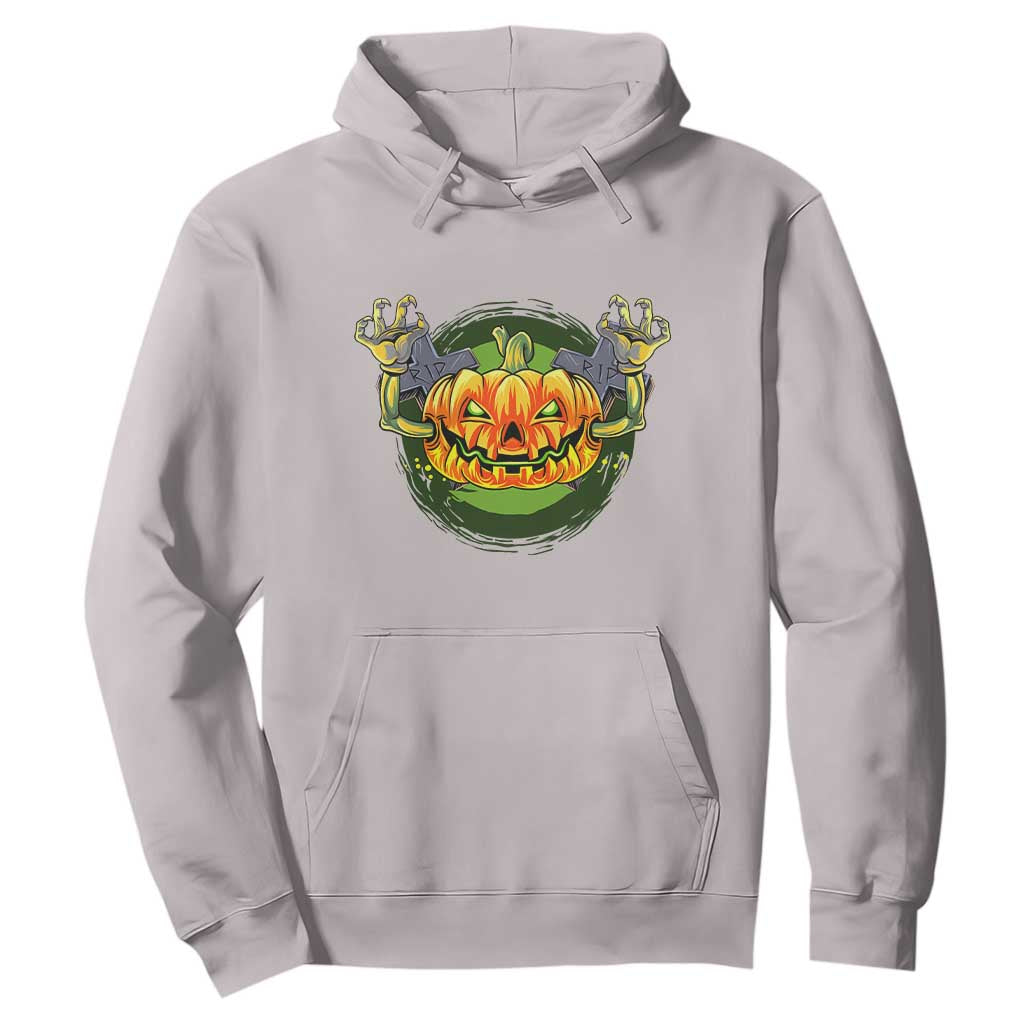 Funny Halloween Pumpkin Ghoul Hoodie Scary Zombie Hands TS12 Ice Gray Print Your Wear