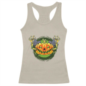 Funny Halloween Pumpkin Ghoul Racerback Tank Top Scary Zombie Hands TS12 Sand Print Your Wear