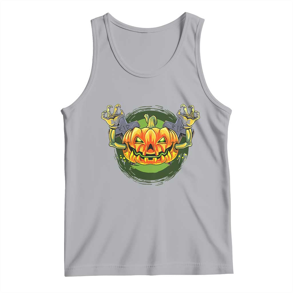 Funny Halloween Pumpkin Ghoul Tank Top Scary Zombie Hands TS12 Athletic Heather Print Your Wear