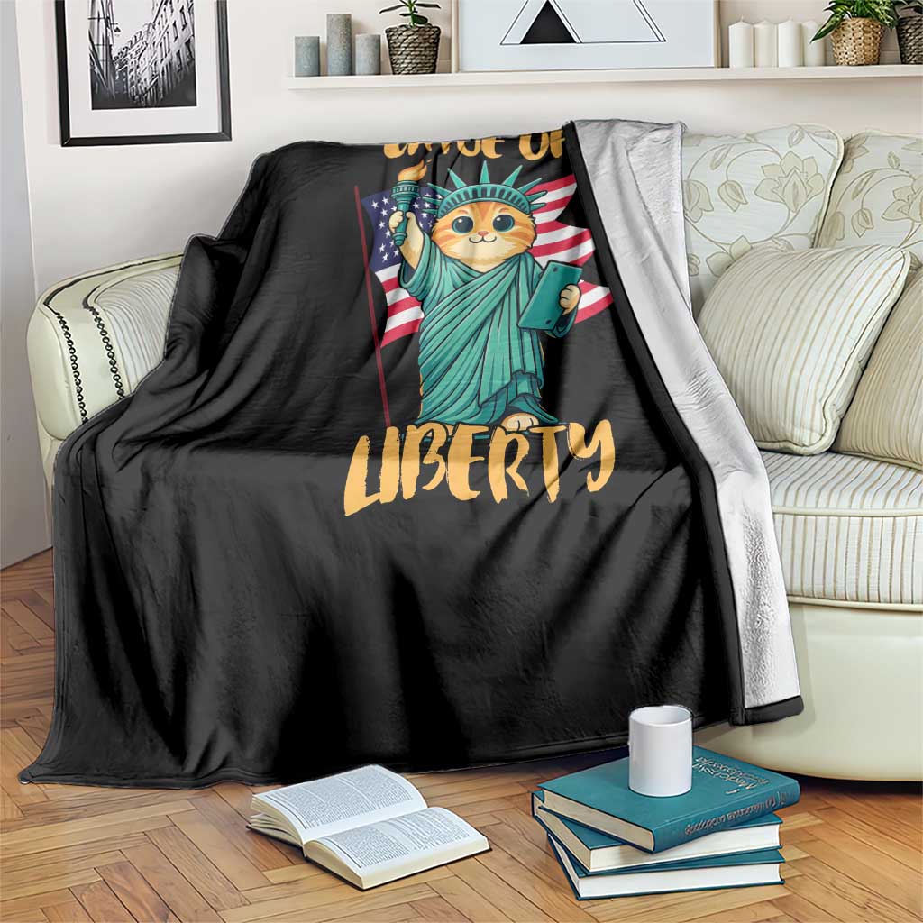 Cat Statue Of Liberty Throw Blanket Patriotic American Flag TS12 Print Your Wear