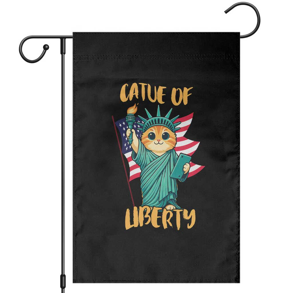 Cat Statue Of Liberty Garden Flag Patriotic American Flag TS12 White Print Your Wear