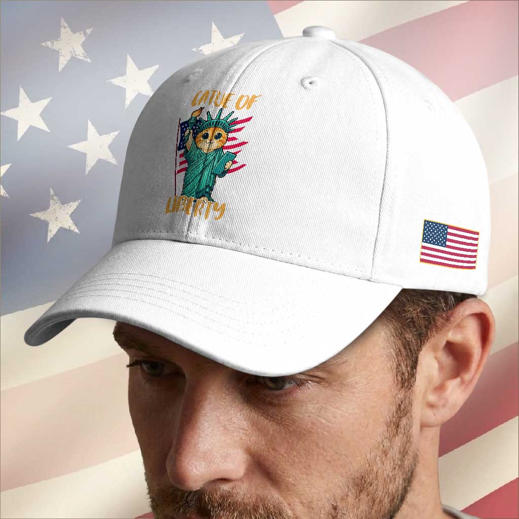 Cat Statue Of Liberty Baseball Cap Patriotic American Flag TS12 Print Your Wear